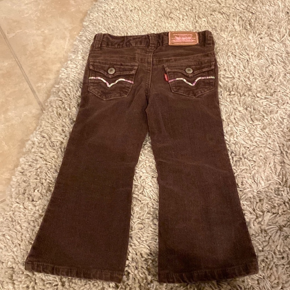 Levi’s Brown stretch corduroy with pink and purple yarn accents 2T